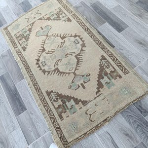 2x3 rug turkish small rug primitive doormat antique door mat bath mat entry rug beige small rug  rugs for out door halloween 1.9 x 3. feet