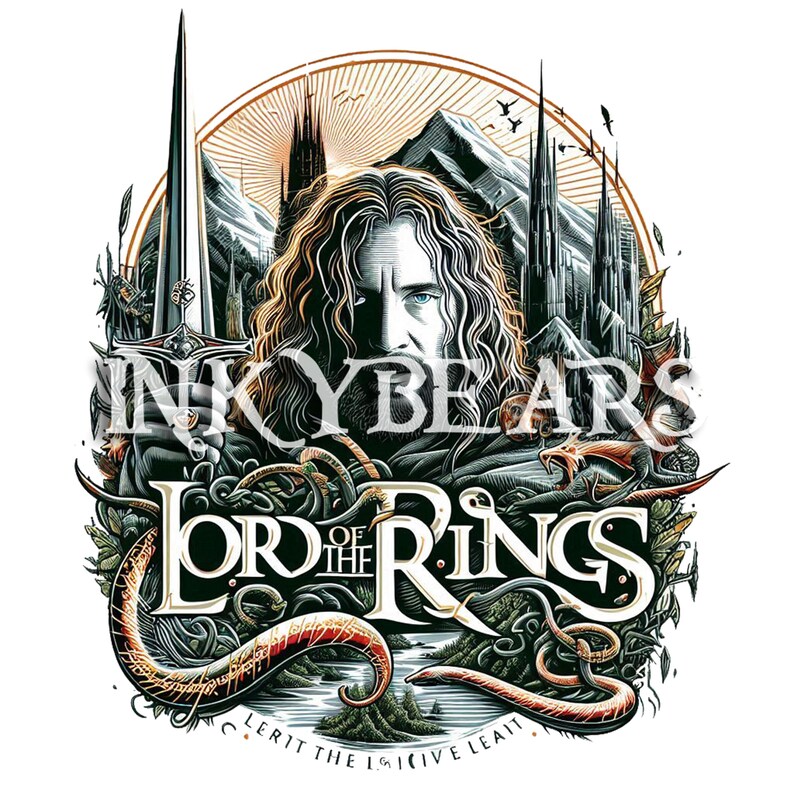 Lord of the Rings Text Tshirt Design Realistic & Creative Graphic