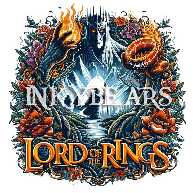 Lord of the Rings Text Tshirt Design Realistic & Creative Graphic