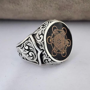 Metatron Silver Ring - Sterling Silver - Silver Metatron&#39;s Ring - Sacred Geometry Spiritual - Sacred Geometry - For Men Women