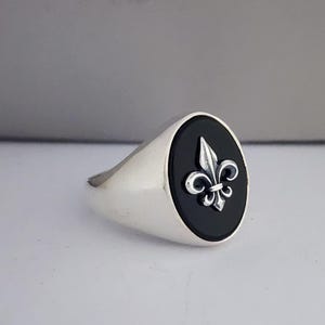 Gorgeous Fleur de Lis ring, a Sterling silver ring, a Medieval signet ring, a handmade ring, a Solid Silver ring, and a Knight&#39;s accessory.