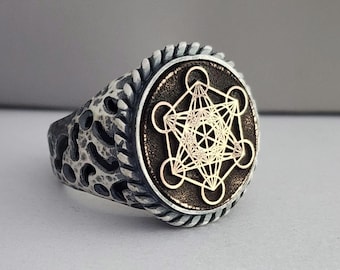Anillo Metatrón de Plata de Ley – Joyería Espiritual de Geometría Sagrada