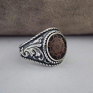 Metatron Silver Ring - Sterling Silver - Silver Metatron&#39;s Ring - Sacred Geometry Spiritual - Sacred Geometry - For Men Women