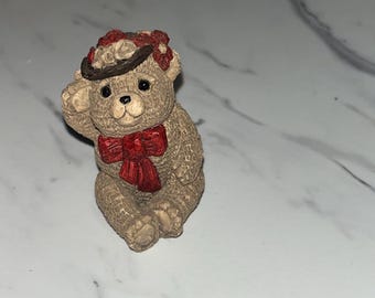 Stone Critter Littles Teddy Girl Figurine 2.5" SCL-023 Bear 1988