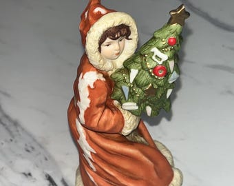 VTG 1986 “A Misses Santa” Porcelain Christmas Bell #H3630 by J.B.&R. Korea