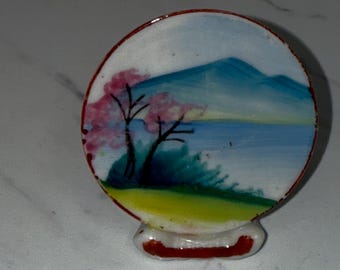miniature painted porcelain plate
