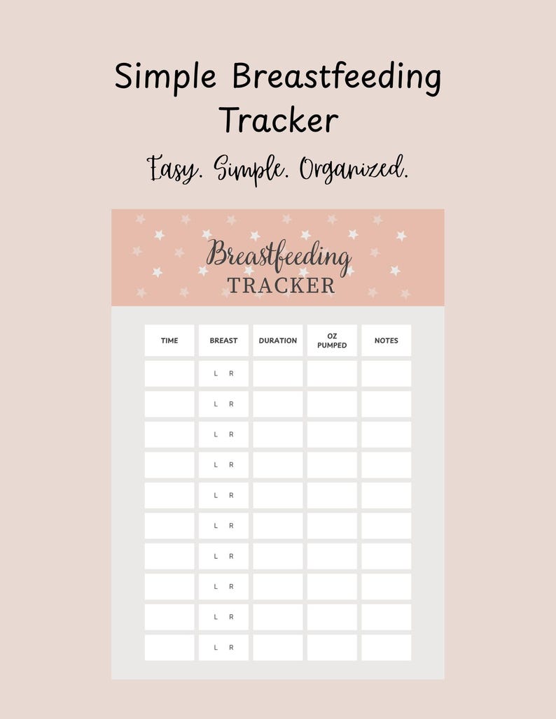 Breastfeeding Log Printable | Baby Feeding Tracker | Newborn Nursing ...