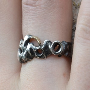 Quirky Sterling silver Oxidized Steampunk ring from Recycled sterling Silver