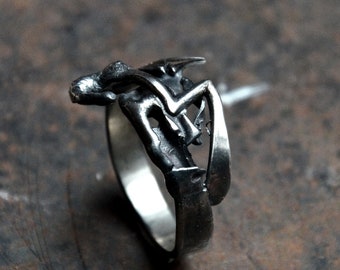 Sterling silver Oxidized Steampunk melt ring from Recycled sterling Silver