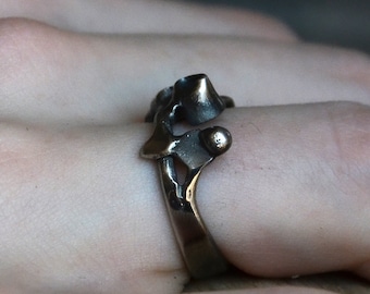 Anillo Steampunk de plata de ley oxidada: joyería hecha a mano con plata reciclada