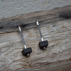 ebony wood and sterling silver dangle earrings for Pierced ears