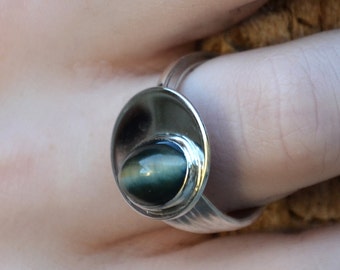 Chunky Statement Ring with cats eye gemstone MADE TO ORDER