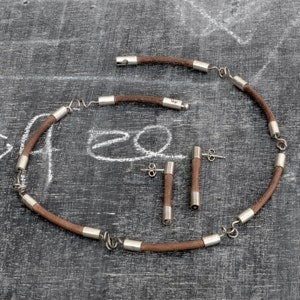 Herren Silber und Leder Boho Halskette