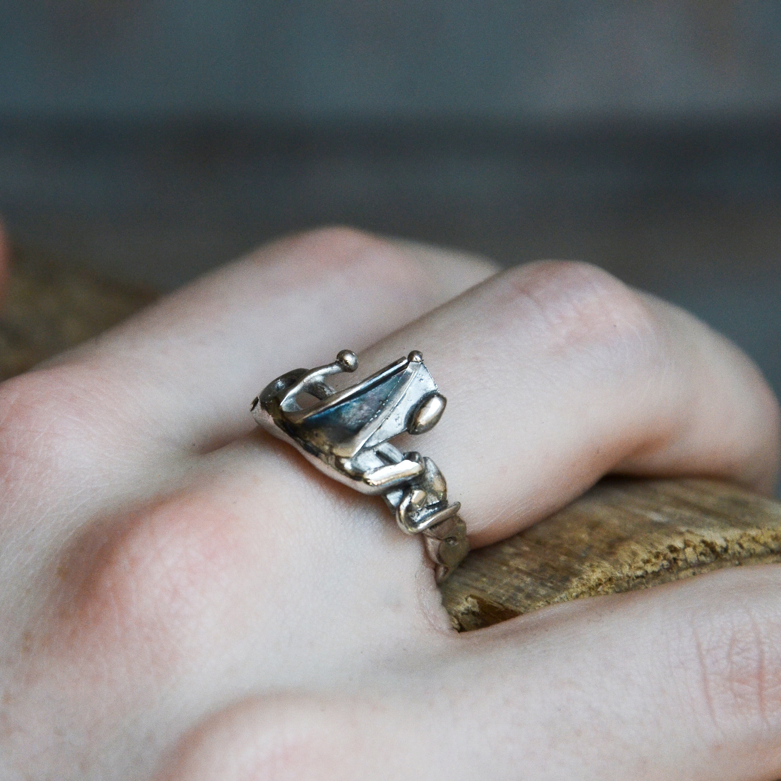 Zig Zag Sterling Silver Oxidized Steampunk Ring From Zig Zag Sterling Silver Oxidized Steampunk Ring From