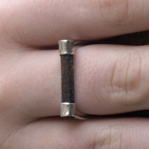 Sterling silver ring, unique jewelry with brown leather image 2