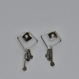 Square Sterling Silver dangle earrings for Pierced ears image 2