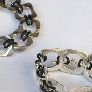 Handmade Sterling Silver and Rubber adjustable Bracelet