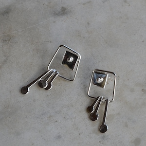 Square Sterling Silver dangle earrings for Pierced ears image 1