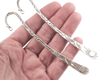 4 Metal Bookmarks Antiqued Silver Metal Pendants Assorted Lot Diy Shepards Hook