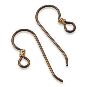 10 Bronze Niobium Ear Wires + Coil Accent - Hypoallergenic Earring Hooks - USA Made - Professional Jewelry Supplies
