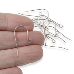 100 Tall Stainless Steel Ear Wires, Hypoallergenic Silver DIY Earring Findings for Custom Jewelry Making image 3
