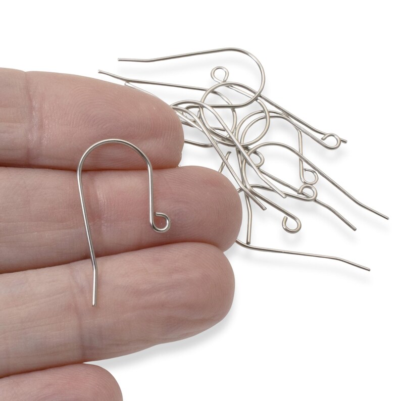 100 Tall Stainless Steel Ear Wires, Hypoallergenic Silver DIY Earring Findings for Custom Jewelry Making image 3