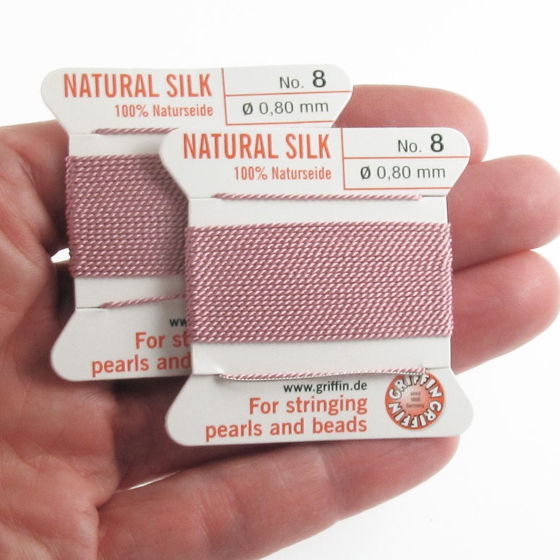 Beading Cord Needles Griffin Silk Thread 2 Pack Dark Pink Size 8