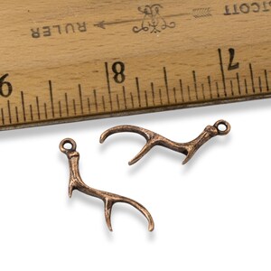 2 Copper Antler Charms - Nunn Design - Plated Pewter - Artisan Jewelry Making - Nature and Rustic Jewelry & Crafts image 3