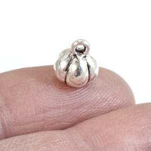 Silver Mini Pumpkin Charms, Metal Fall Halloween Charm 20/Pkg