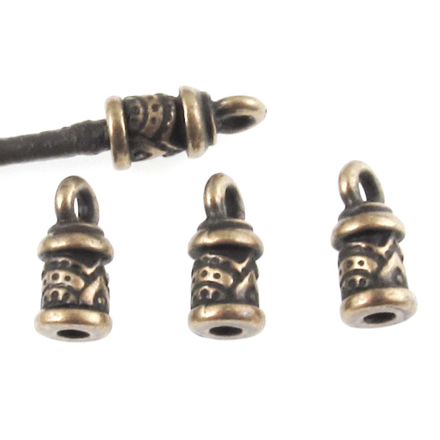 9mm Long Copper Temple Cord End Caps for Jewelry Making , Jewelry