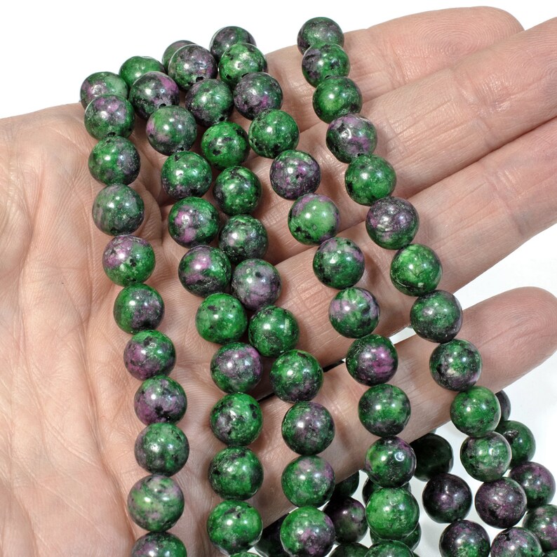 Ruby Zoisite 8mm Round Gemstone Beads Green Pink Strand 46pcs Etsy