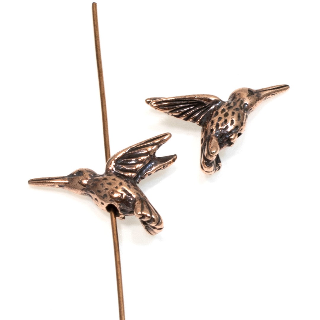 Copper Hummingbird Beads Tierracast Pewter Bird Animal 2 - Etsy