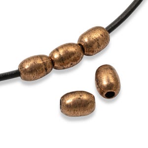 Copper Mini Oval Tube Beads with Large Hole for Leather Jewelry Making - 5-Pack Nunn Design Artisan Supplies