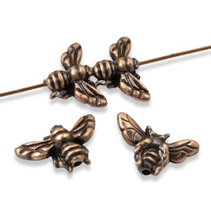 Copper Honey Bee Beads: Woodland Cottagecore Nature Findings 4-Pack