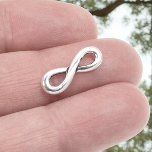 Silver Infinity Links 4-Pack, Small Infinity Symbol Connectors, Eternal Love Jewelry Supplies, Meaningful Spiritual Charm Links
