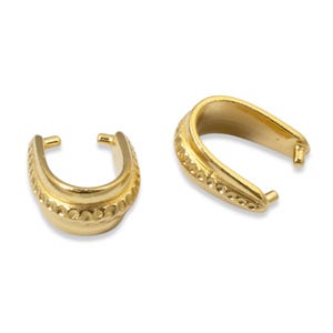 Gold Hammered Pinch Bails - 4 Large Tierracast Pendant Holders for Necklace Making & Jewelry Design