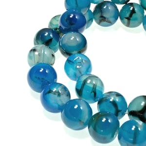 10mm Dragon Vein Agate Beads in Oceanic Aqua Blue, For DIY Jewelry & Crafts, Ideal for Necklace or Bracelet Making
