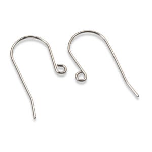 100 Tall Stainless Steel Ear Wires, Hypoallergenic Silver DIY Earring Findings for Custom Jewelry Making image 1