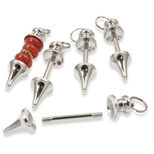 Beadable Pendant Blanks 5-Pack, Screw Together, Fan Pull Keychain Supply