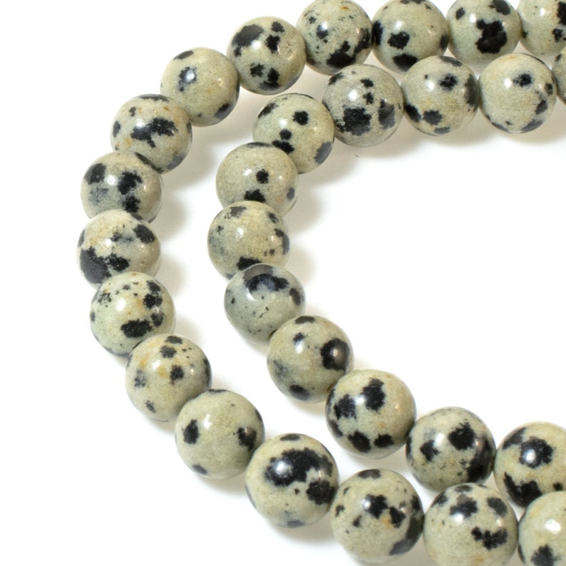 6mm Dalmatian Jasper Beads, Round Stone, 15 Strand 58 Pcs image 1