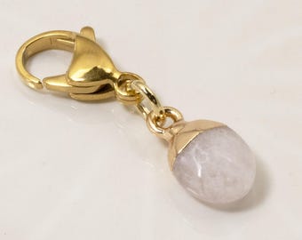 Dainty Rose Quartz Clip-on Charm: 1 1/8" Pale Pink Bag Charm, Elegant Jewelry Accessory
