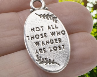 Silver Tree Charm Pendant Jewelry Making Supply Traveler Adventure Gift Tierracast Hiking Nature Quote Finding Inspirational