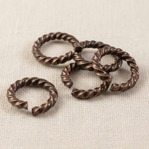 Copper Rope Jump Rings: Pure Copper Plated Brass 14 Gauge Charm Connectors 10-Pack