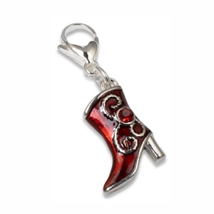 Red Enamel Boot Clip-On Charm for Cowgirl Bags, Zippers & Keychains - Rodeo Gift Accessory