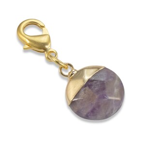 Amethyst Clip-on Charm, Elegant Accessory For Bags and Keys, Gemstone Gift, Perfect for Customizing Everyday Items