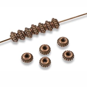 Copper Spacer Beads, Wedding Craft Supplies, Boho Jewelry Findings, Mixed Media Beads, 12-Pack TierraCast