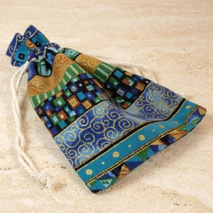 Drawstring Pouch Small Fabric Gift Bag Jewelry Storage Sachet Party Favor Packaging Boho Tribal Style Earth Tone Pouches Hackberry Creek
