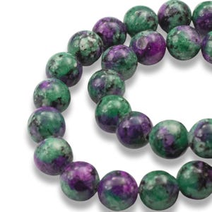 Ruby Zoisite Beads: 8mm Round Green Pink Gemstone Strand Natural Stone Jewelry Making Supplies Color Enhanced 46pcs