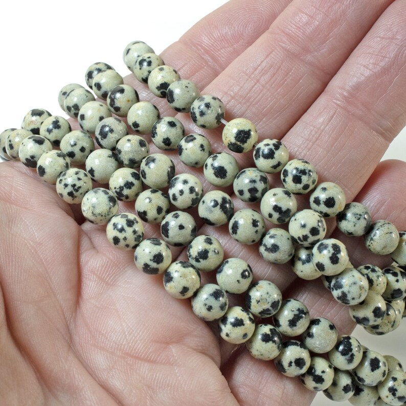 6mm Dalmatian Jasper Beads, Round Stone, 15 Strand 58 Pcs image 3