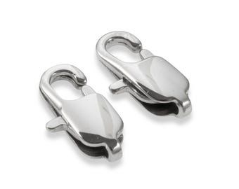 Medium Oval Silver Stainless Steel Lobster Claw Clasps 5x15mm for Jewelry Making